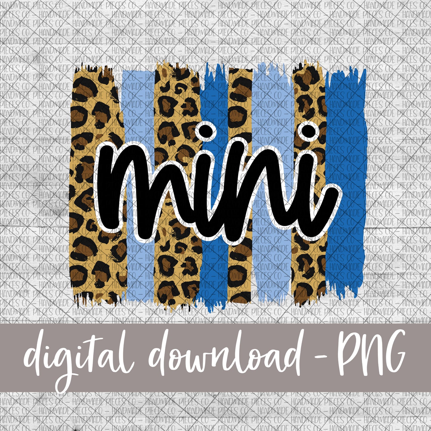 Mini Brushstroke, Leopard and Blue - Digital Download