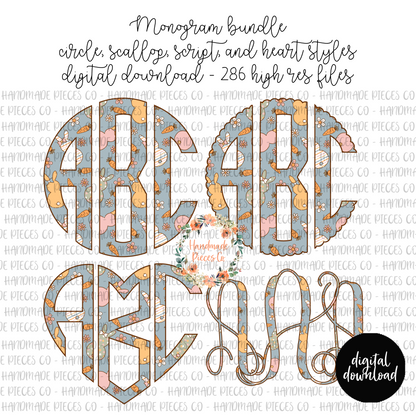 Easter Monogram PNG, Easter Bunny Monogram