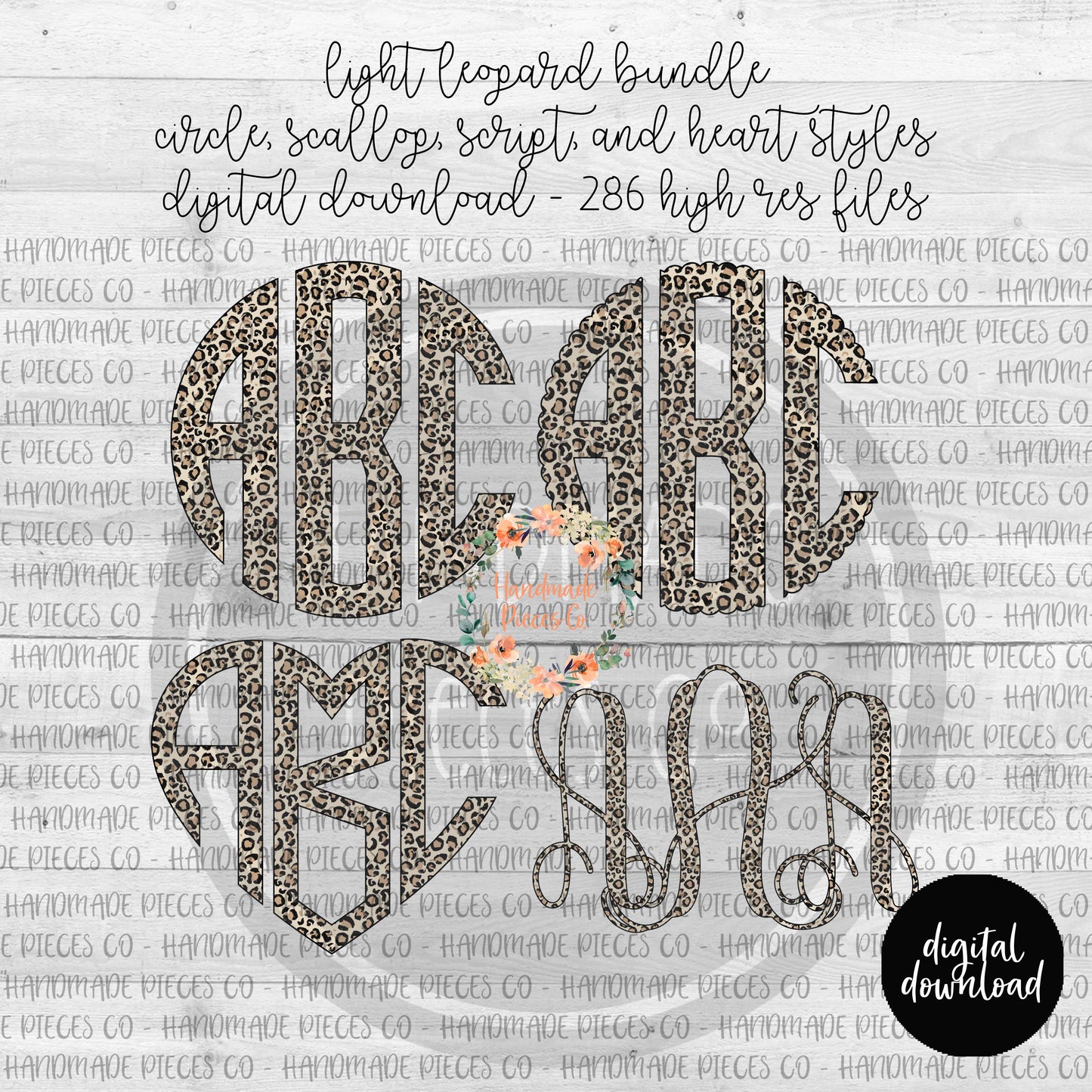 Leopard, Light Monogram, Small Print - Multiple Styles - Digital Download