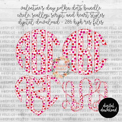 Valentine's Day, Polka Dot Monogram - Multiple Styles - Digital Download