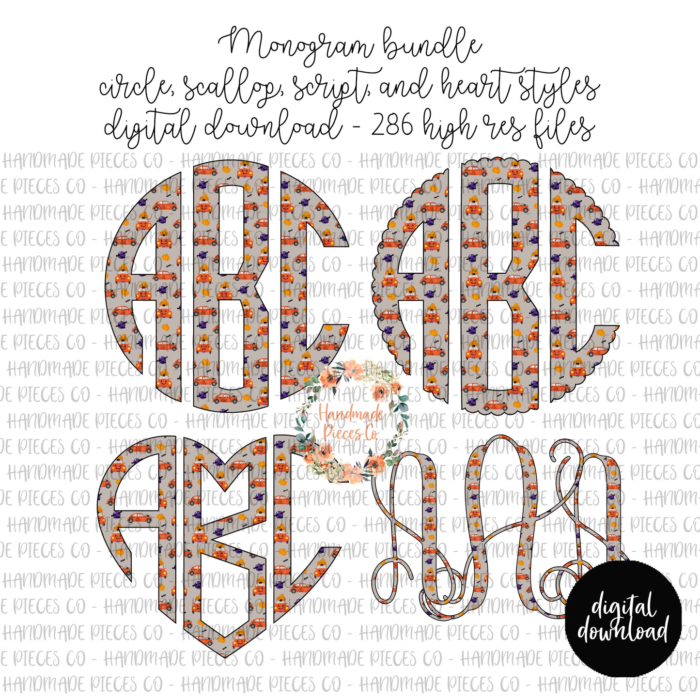 Halloween Monogram, Beetle - Multiple Styles - Digital Download