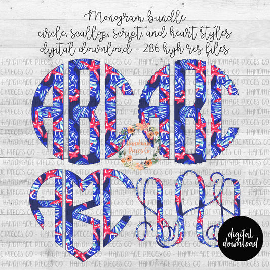 Seashell and Starfish Monogram - Multiple Styles - Digital Download