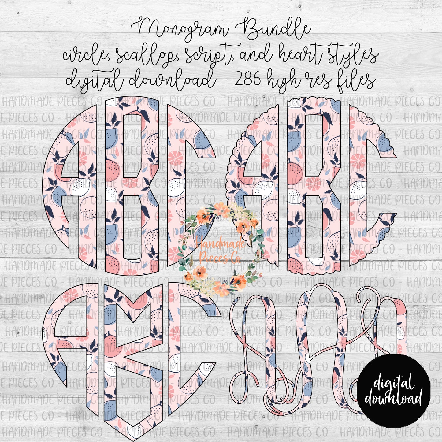 Pink Lemonade Monogram - Multiple Styles - Digital Download