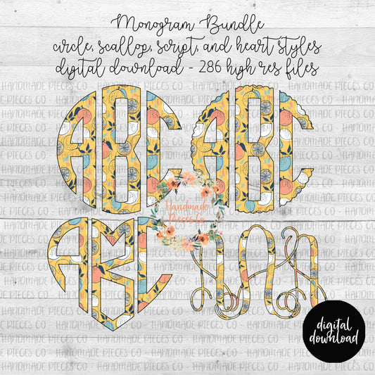 Fruity Tropical Monogram - Multiple Styles - Digital Download