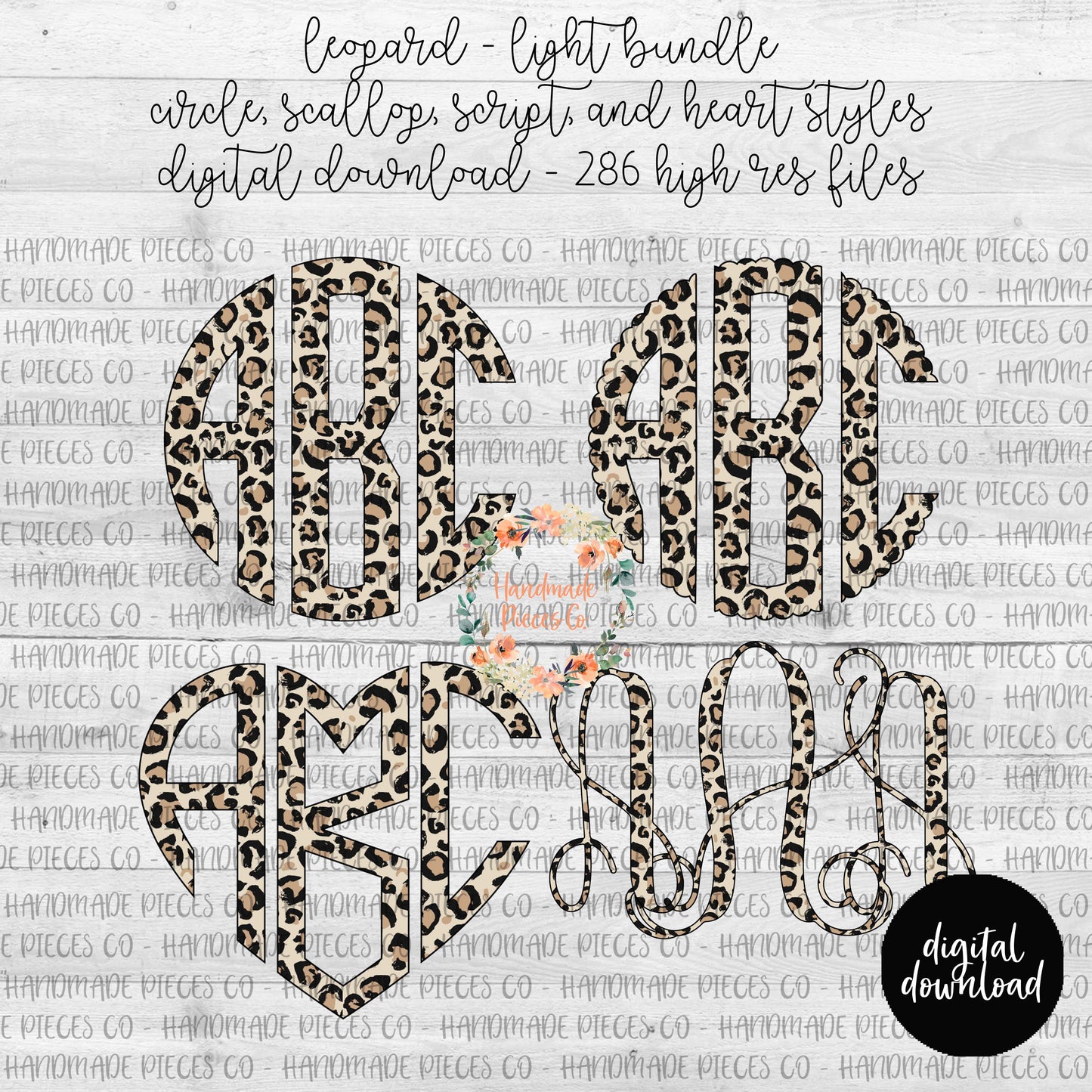 Leopard, Light Monogram - Multiple Styles - Digital Download