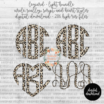 Leopard, Light Monogram - Multiple Styles - Digital Download