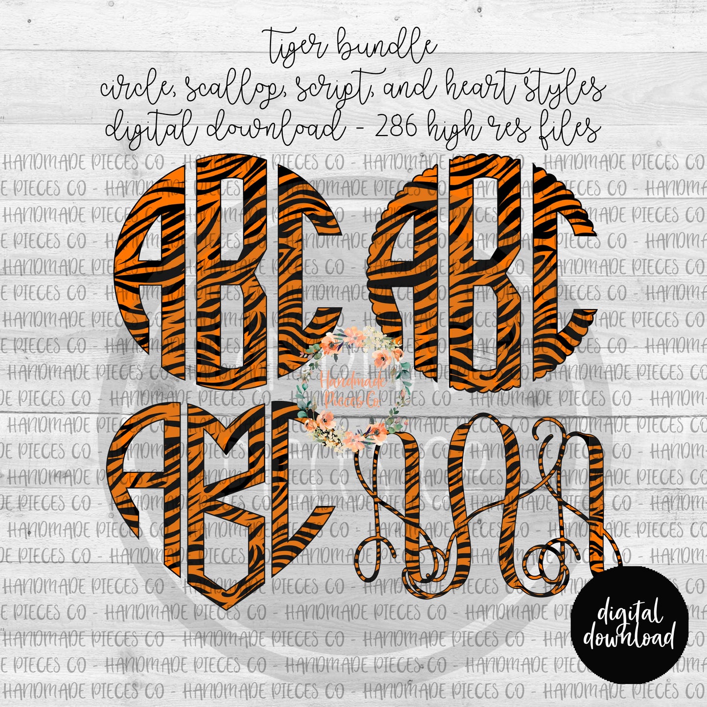 Tiger Monogram - Multiple Styles - Digital Download