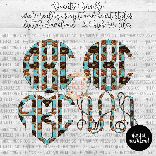 Donuts Monogram, 1 - Multiple Styles - Digital Download