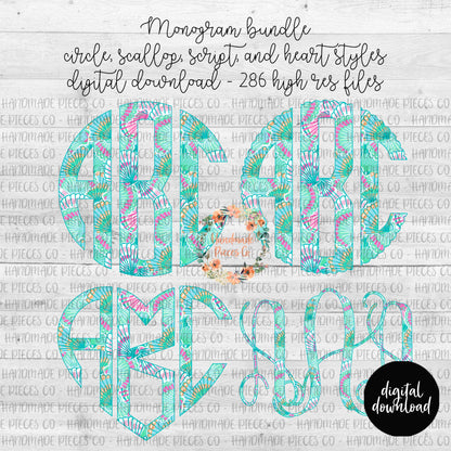 Seashell Monogram, Version 2 - Multiple Styles - Digital Download