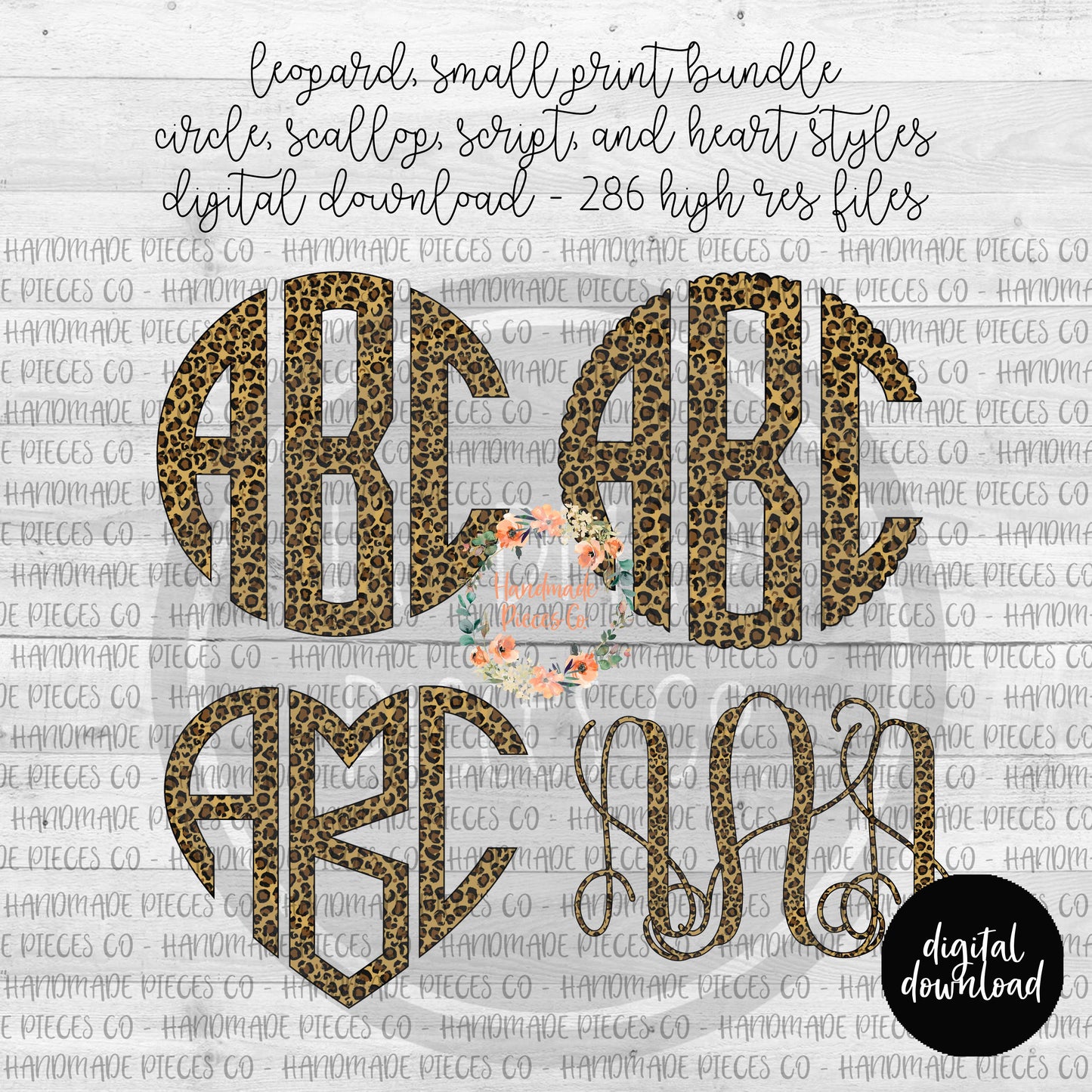 Leopard Monogram, Small Print - Multiple Styles - Digital Download