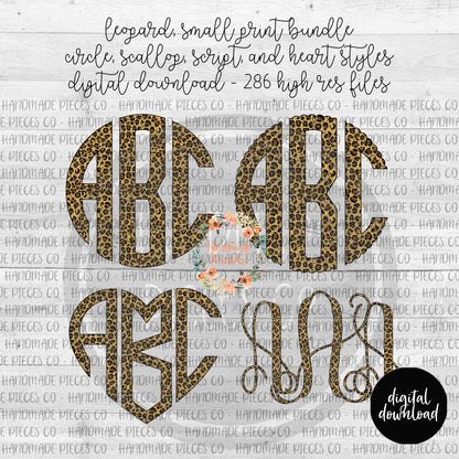 Leopard Monogram, Small Print - Multiple Styles - Digital Download