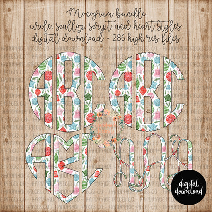 Christmas Ornament Monogram - Multiple Styles - Digital Download