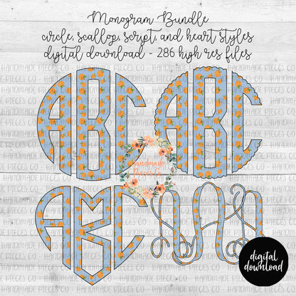 Peach Monogram - Multiple Styles - Digital Download