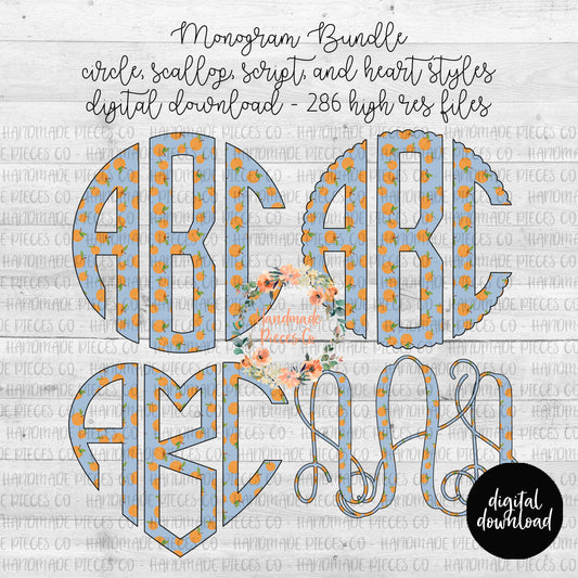 Peach Monogram - Multiple Styles - Digital Download