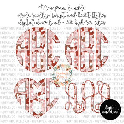 Leopard Monogram, Boho Pink 1 - Multiple Styles - Digital Download