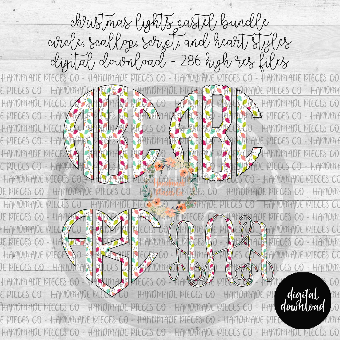 Christmas Lights, Pastel - Multiple Styles - Digital Download