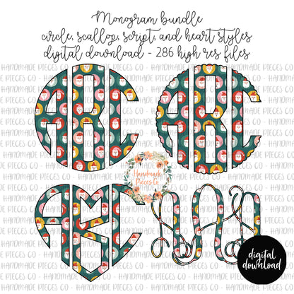 Santa Monogram, Multi - Multiple Styles - Digital Download