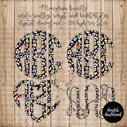 Halloween Monogram, Leopard Pattern 2 - Multiple Styles - Digital Download