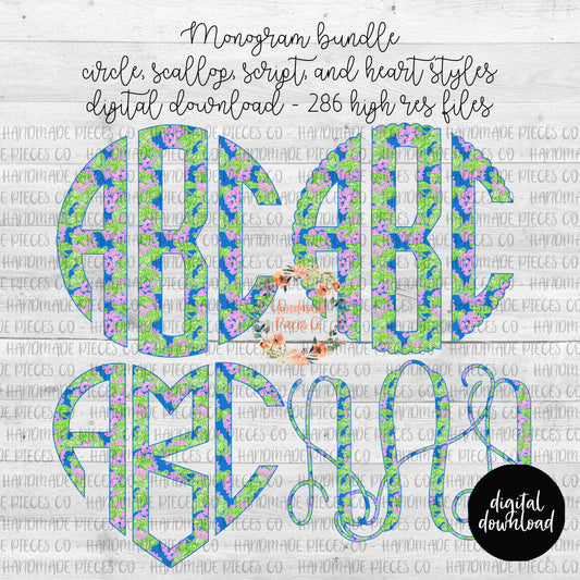 Sea Turtle Monogram - Multiple Styles - Digital Download