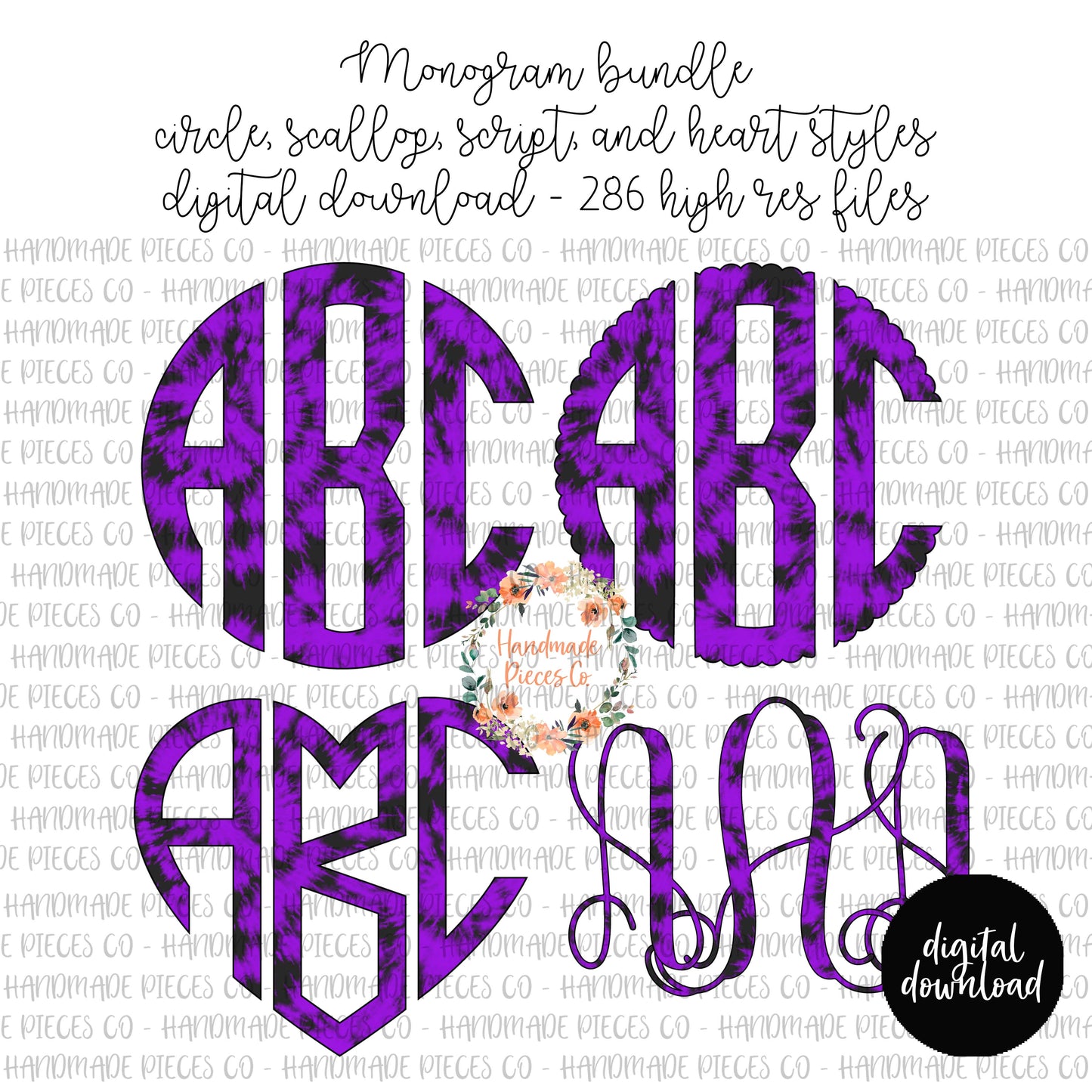 Halloween Tie Dye Monogram, Purple - Multiple Styles - Digital Download