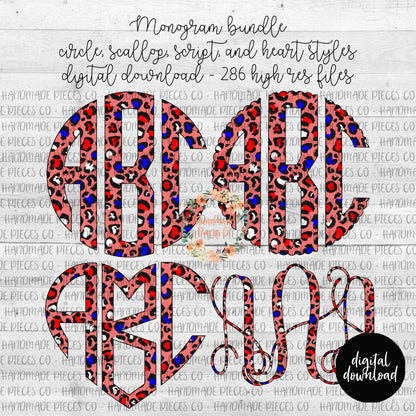 Leopard Monogram, Patriotic Version 1 - Multiple Styles - Digital Download