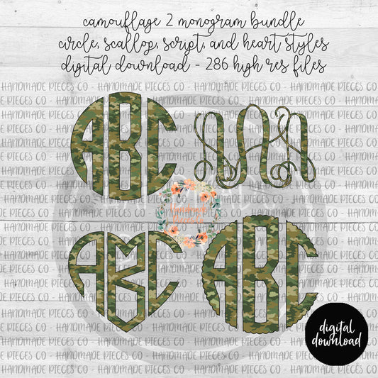 Camouflage 2 Monogram - Multiple Styles - Digital Download