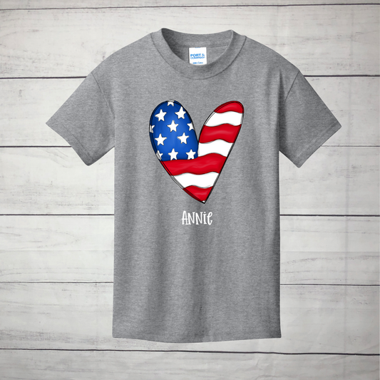 Patriotic Heart, Name Optional - Infant, Toddler, Youth, Adult