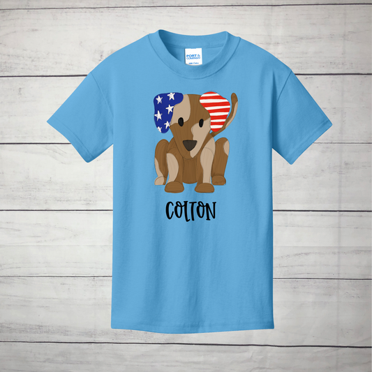 Patriotic Puppy, Name Optional - Infant, Toddler, Youth