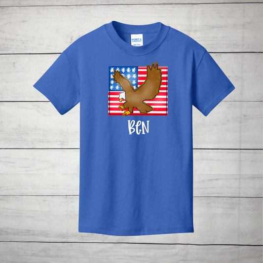 Patriotic Flag with Eagle, Name Optional - Infant, Toddler, Youth