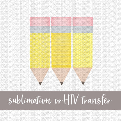 Pencil Trio - Sublimation or HTV Transfer