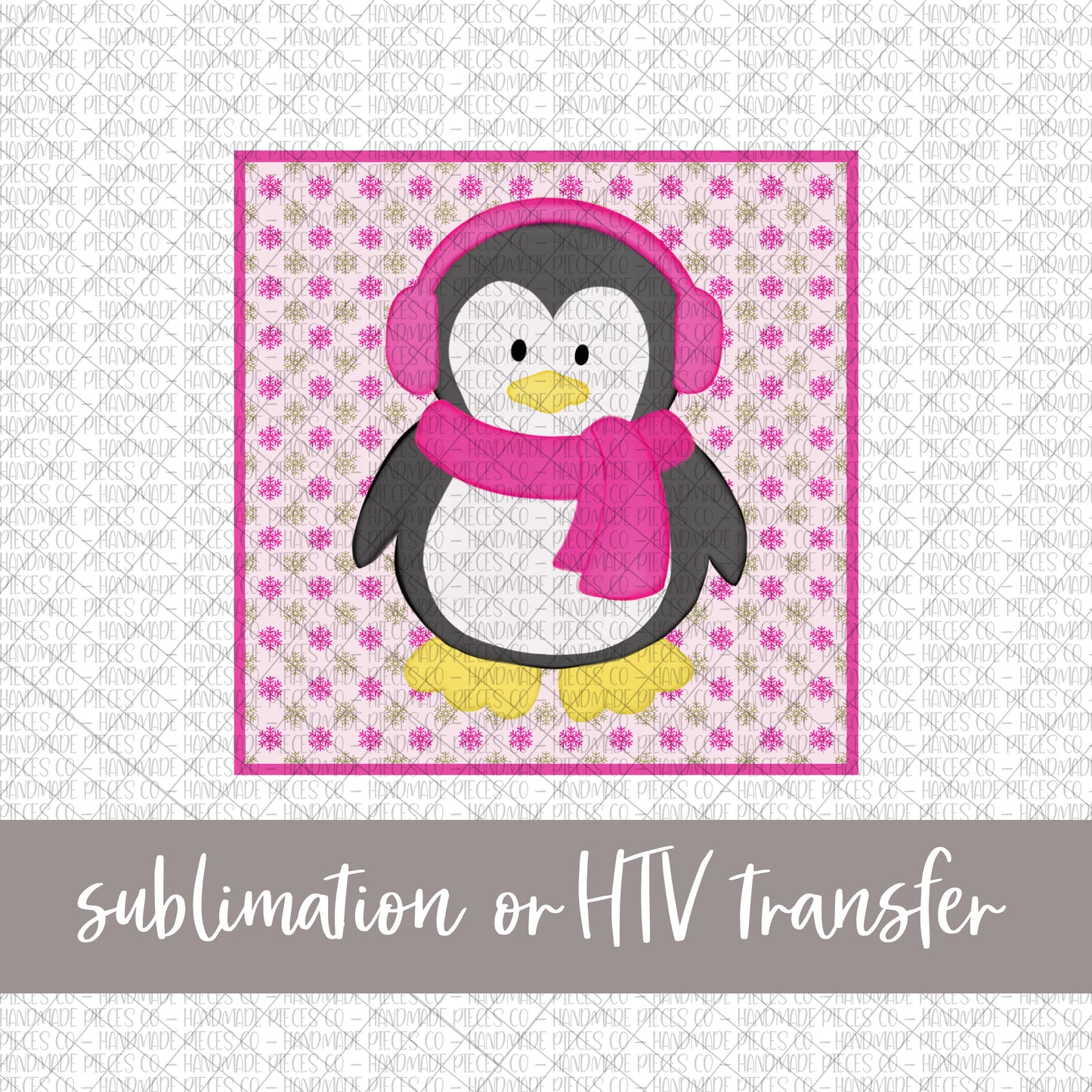 Penguin, Pink - Sublimation or HTV Transfer