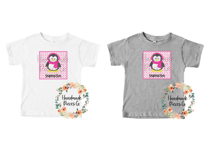 Penguin, Pink  with Name - Sublimation or HTV Transfer