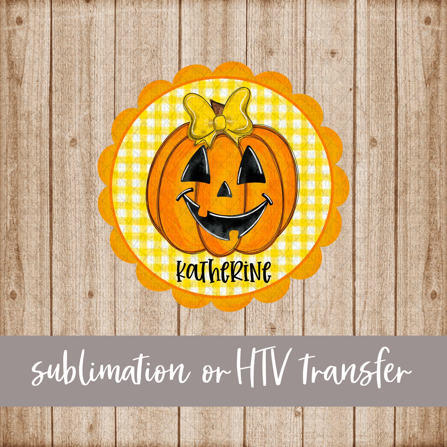 Pumpkin Applique, Scallop - Name Optional - Sublimation or HTV Transfer