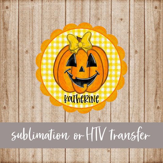 Pumpkin Applique, Scallop - Name Optional - Sublimation or HTV Transfer