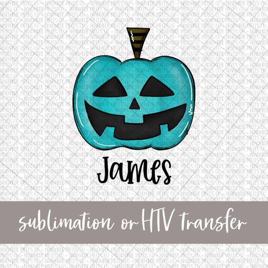 JackOLantern Pumpkin, Teal - Name Optional - Sublimation or HTV Transfer