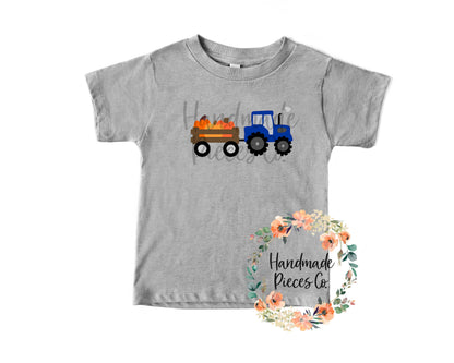 Pumpkin Tractor, Blue - Sublimation or HTV Transfer