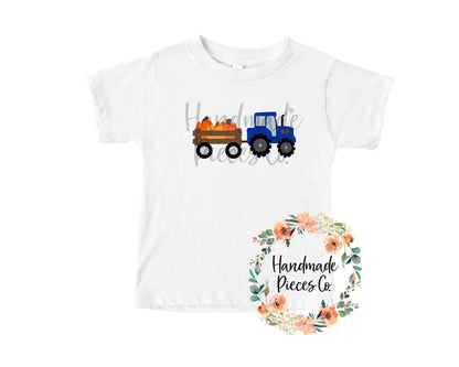 Pumpkin Tractor, Blue - Sublimation or HTV Transfer