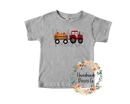 Pumpkin Tractor, Red - Sublimation or HTV Transfer