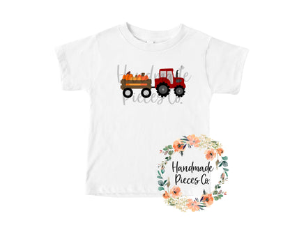 Pumpkin Tractor, Red - Sublimation or HTV Transfer