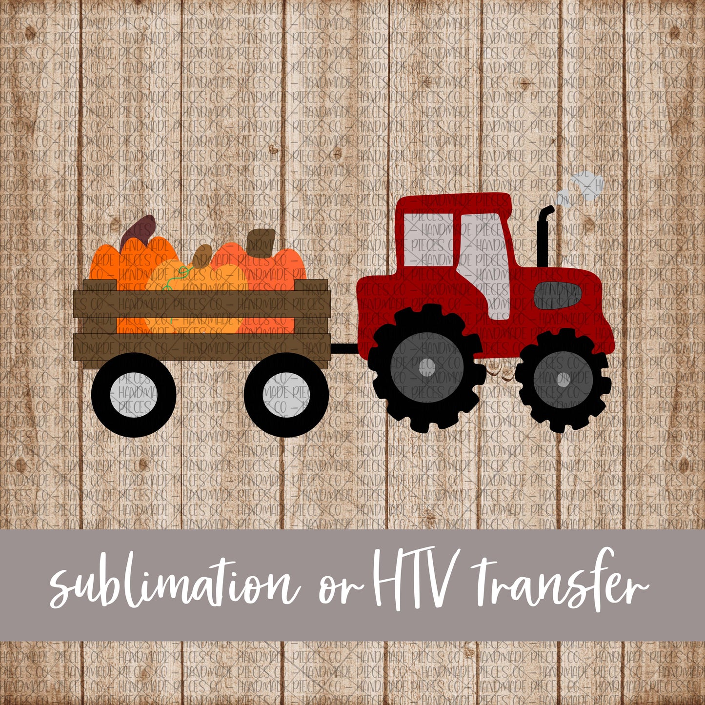 Pumpkin Tractor, Red - Sublimation or HTV Transfer