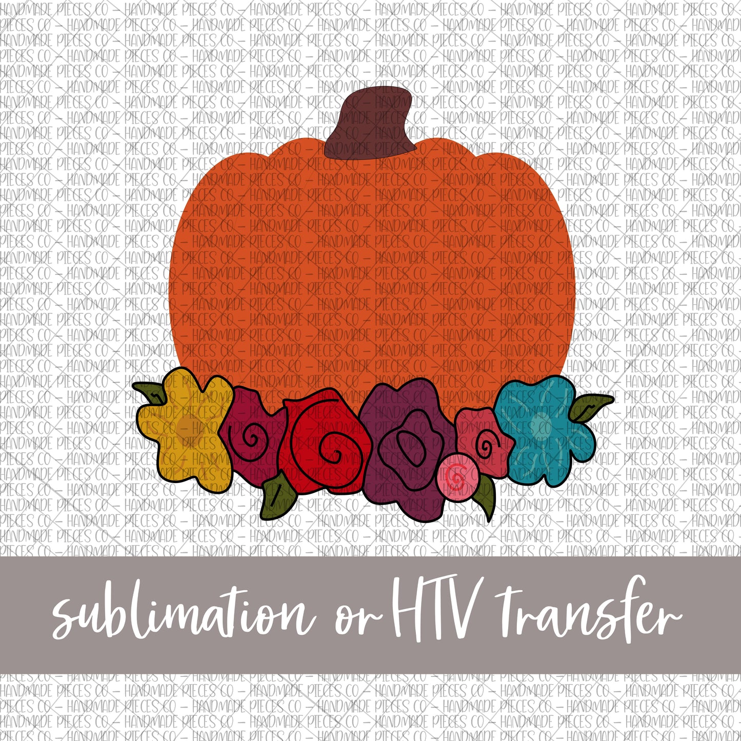 Pumpkin, Floral - Sublimation or HTV Transfer