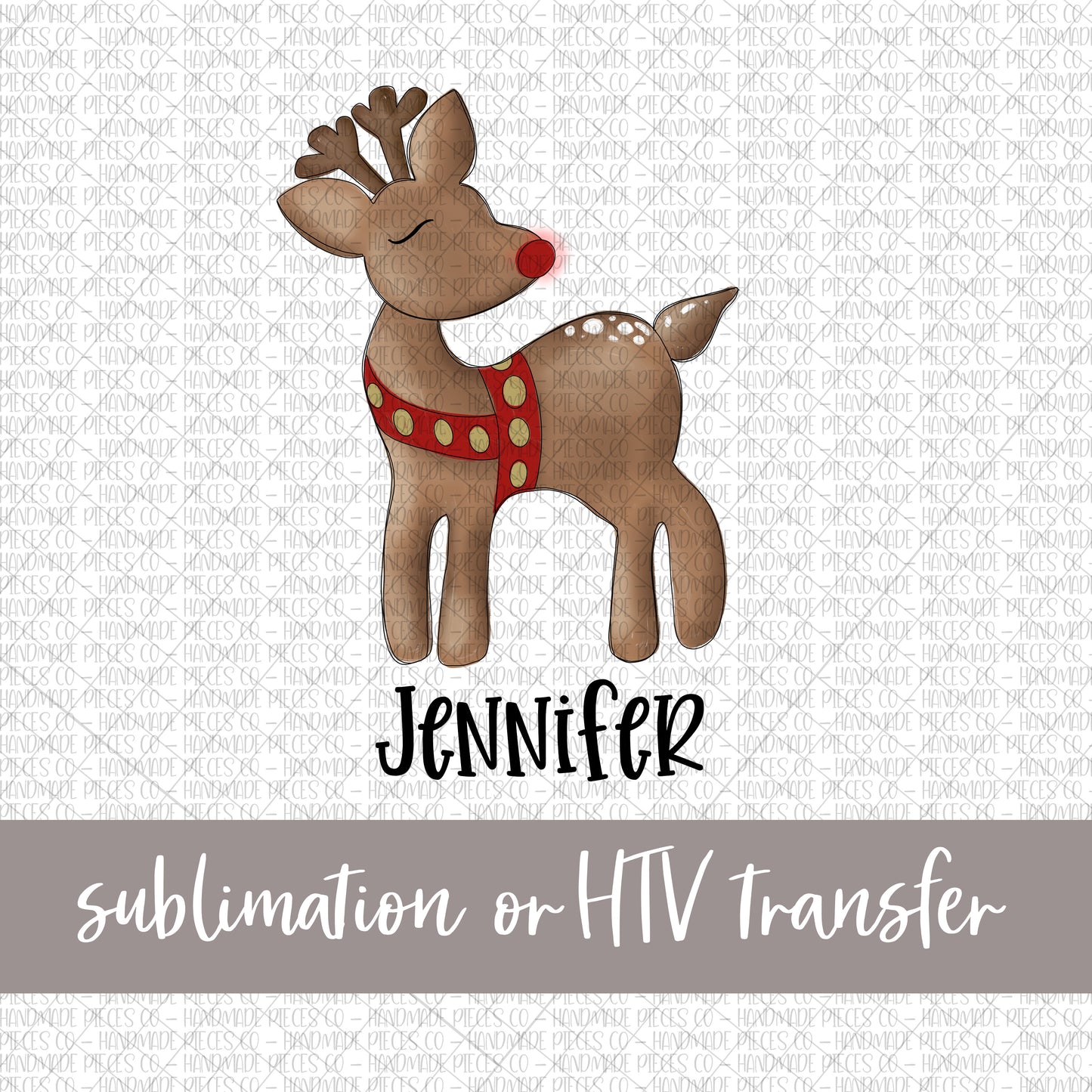 Rudolph Reindeer - Name Optional - Sublimation or HTV Transfer