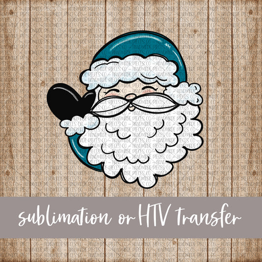 Santa, Teal - Sublimation or HTV Transfer