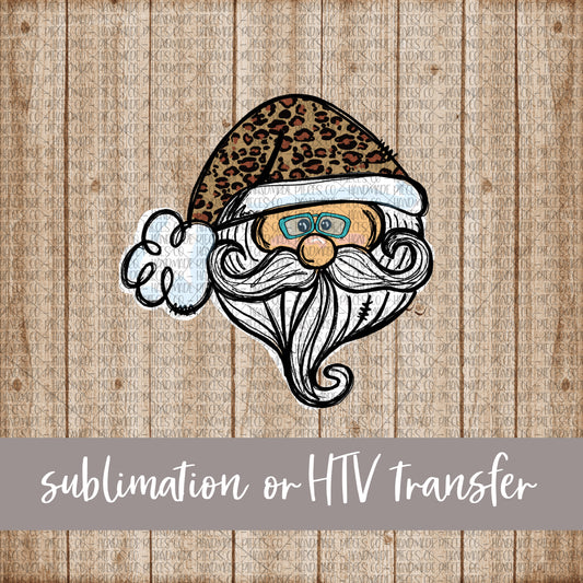 Santa, Leopard Hat - Sublimation or HTV Transfer