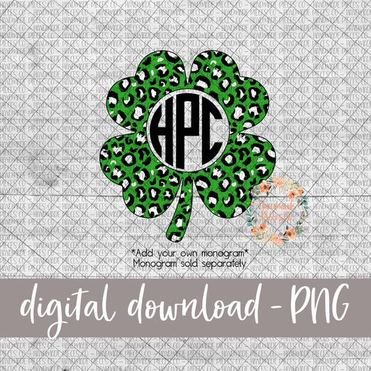 Shamrock, Leopard Light Green - Add Your Own Monogram - Digital Download