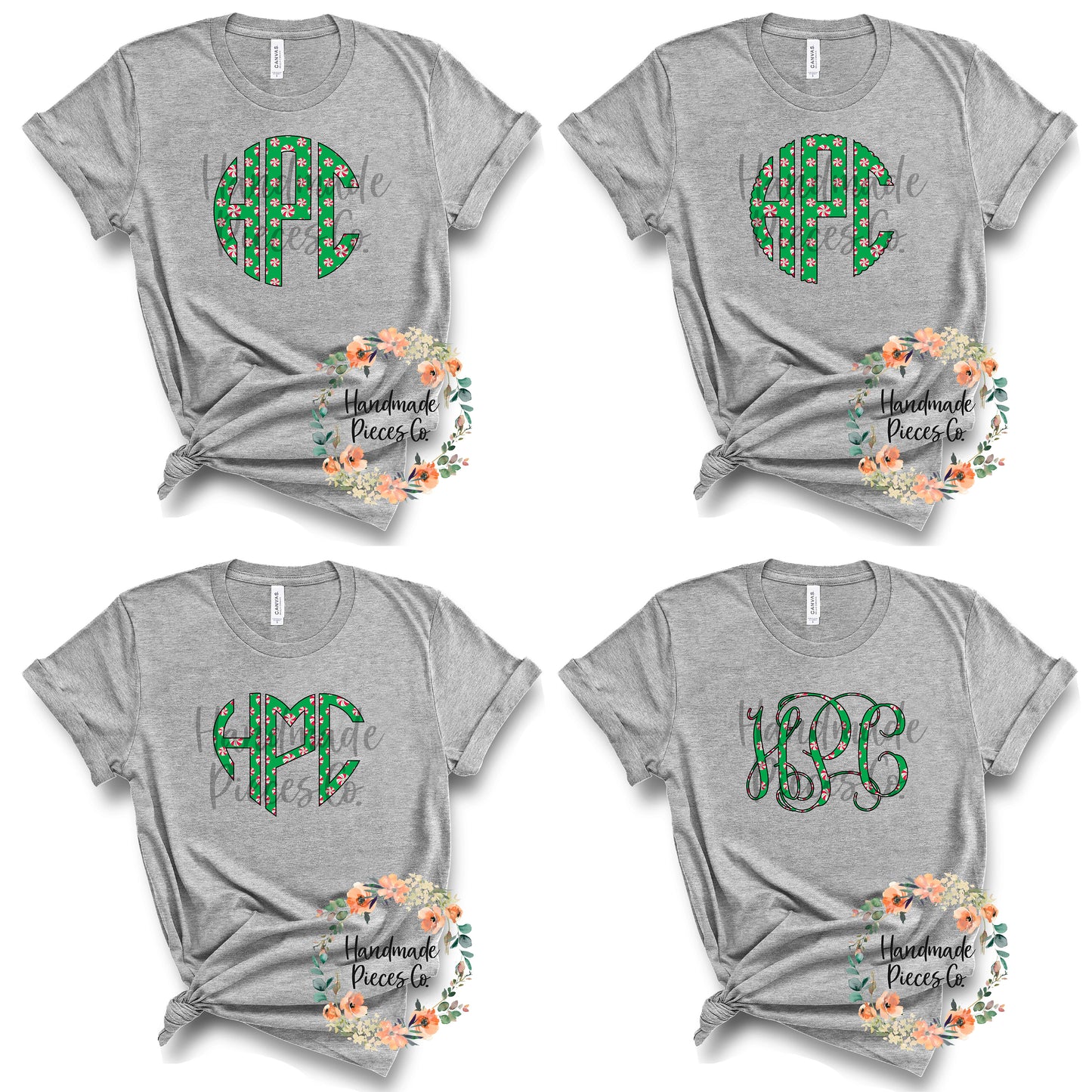 Peppermint Monogram, Green - Multiple Styles - Digital Download