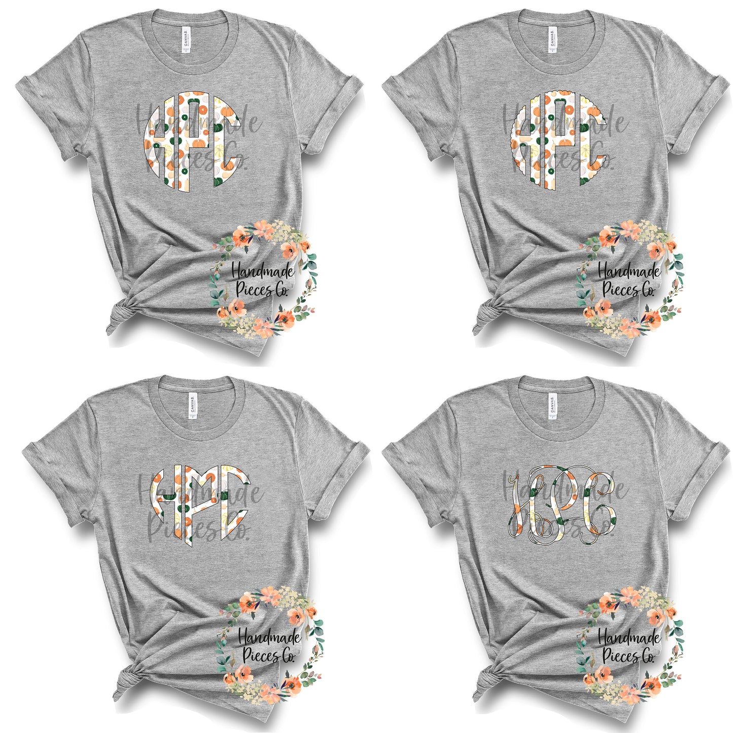 Fall Pumpkins Monogram - Sublimation or HTV Transfer