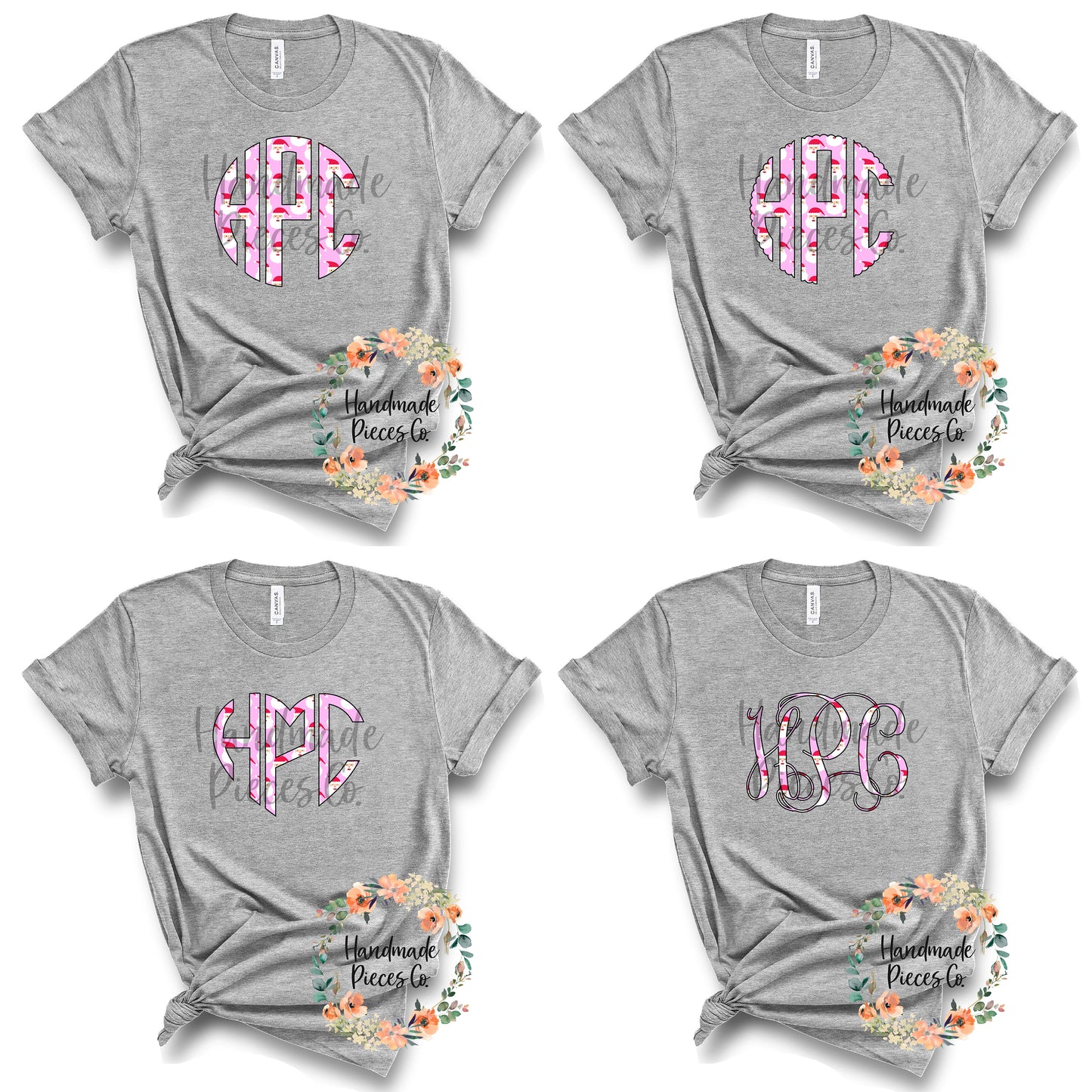 Santa Monogram, Pink - Sublimation or HTV Transfer