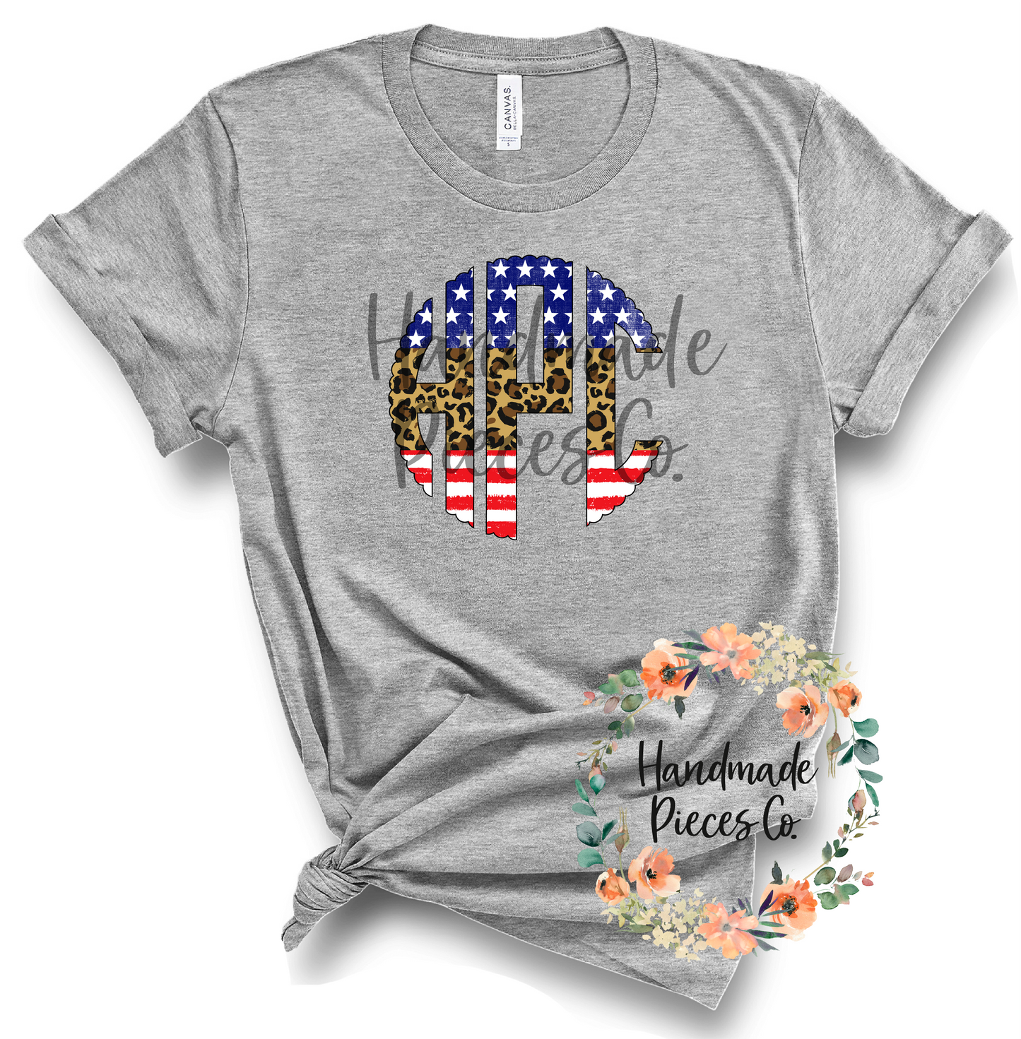 Patriotic Monogram, Stars Stripes & Leopard Split - Sublimation or HTV Transfer