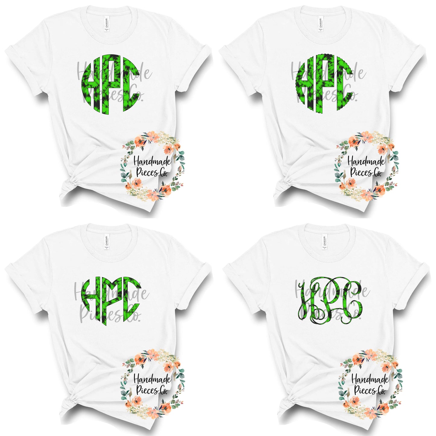 Halloween Tie Dye Monogram, Green - Multiple Styles - Digital Download